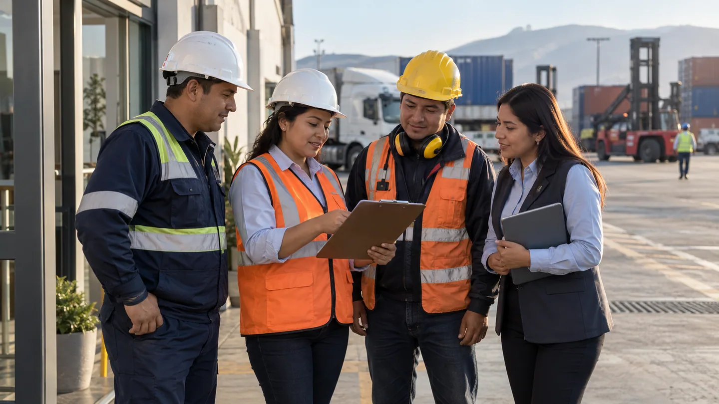 Equipo de profesionales coordinando una operación logística